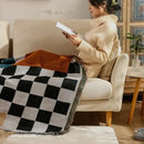 GobekUsa Cozy Plaid Wool Blend Crochet Checkerboard Blanket