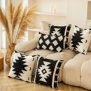Black and white geometric embroidered cushion cover living room decor by Decorbites