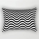 Black and white geometric wave line pillowcase set bedroom decor by Decorbites