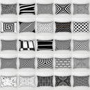 Black and white geometric wave line pillowcase set bedroom decor by Decorbites
