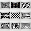 Black and white geometric wave line pillowcase set bedroom decor by Decorbites