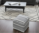 Black and White Handmade Block Printed cotton Pouf
