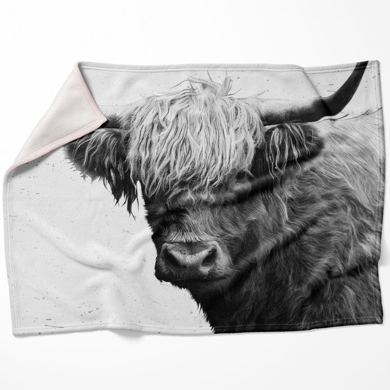 Black and White Highland Cow Blanket