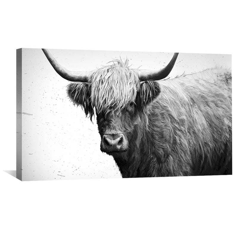 Black and White Highland Cow Canvas