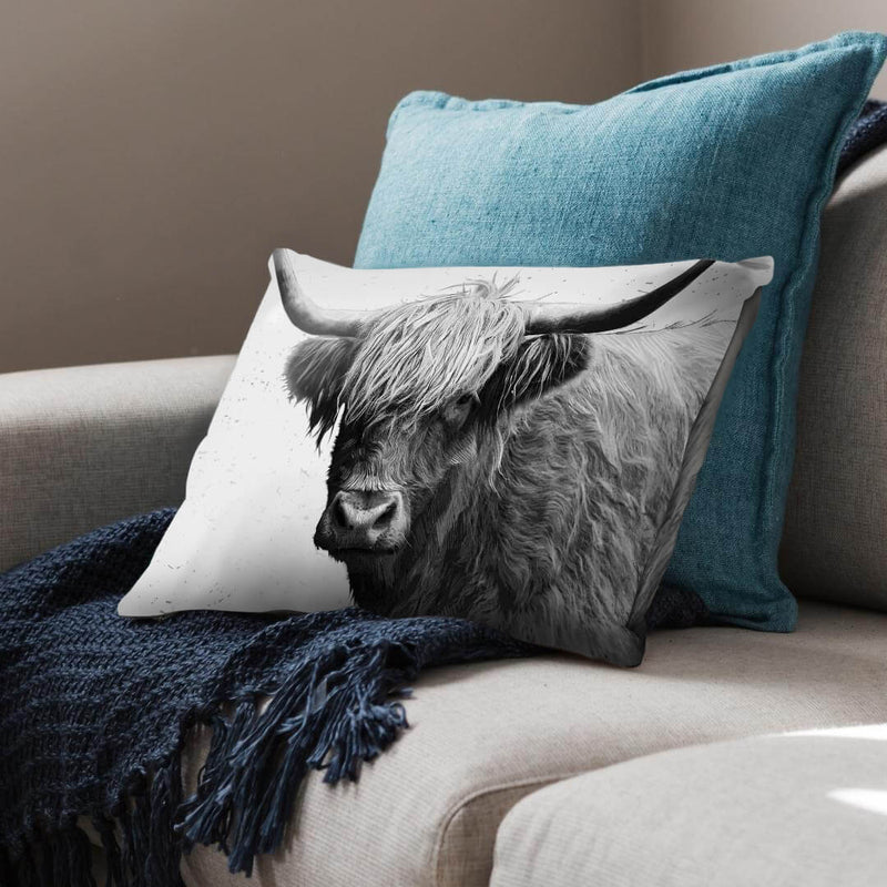 Black and White Highland Cow Cushion