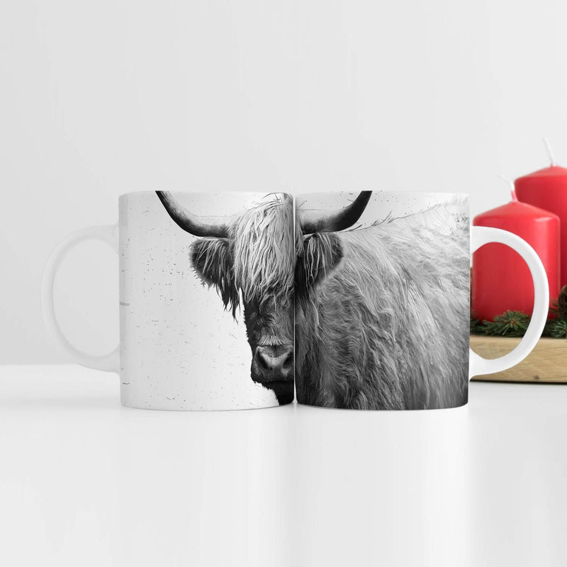 Black and White Highland Cow Mug