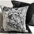 GobekUsa Jungle Plant Raccoon Embroidered Throw Pillow Cover for Couch Sofa Bed