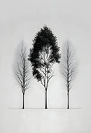 Minimalist black & white mountain tree landscape wall art living room by Decorbites