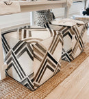 Contemporary Black and White Leather Pouf