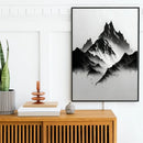 GobekUsa Black and White Mountain Tree Landscape Wall Art