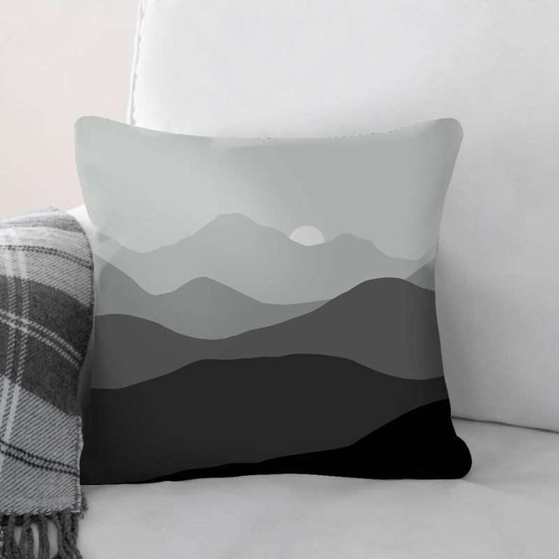 Black and White Mountains Cushion