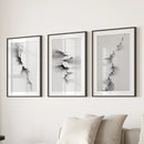 Abstract Mountain 3 Piece Wall Art. Black White Minimalist by Wall Art Set