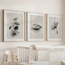 Minimalist Japanese Set of 3 Prints. Black and White Flowers Decor by Wall Art Set