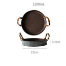 GobekUsa Handmade Porcelain Bowl with Leather Handle - Round Sallow Salad Plate