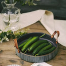 GobekUsa Handmade Porcelain Bowl with Leather Handle - Round Sallow Salad Plate