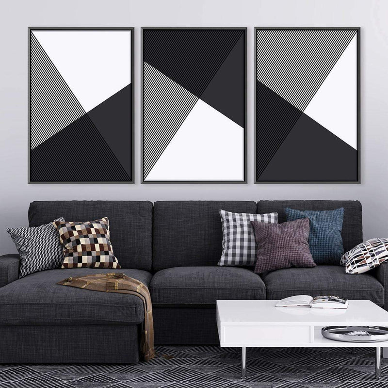 Black and White Triangles Canvas