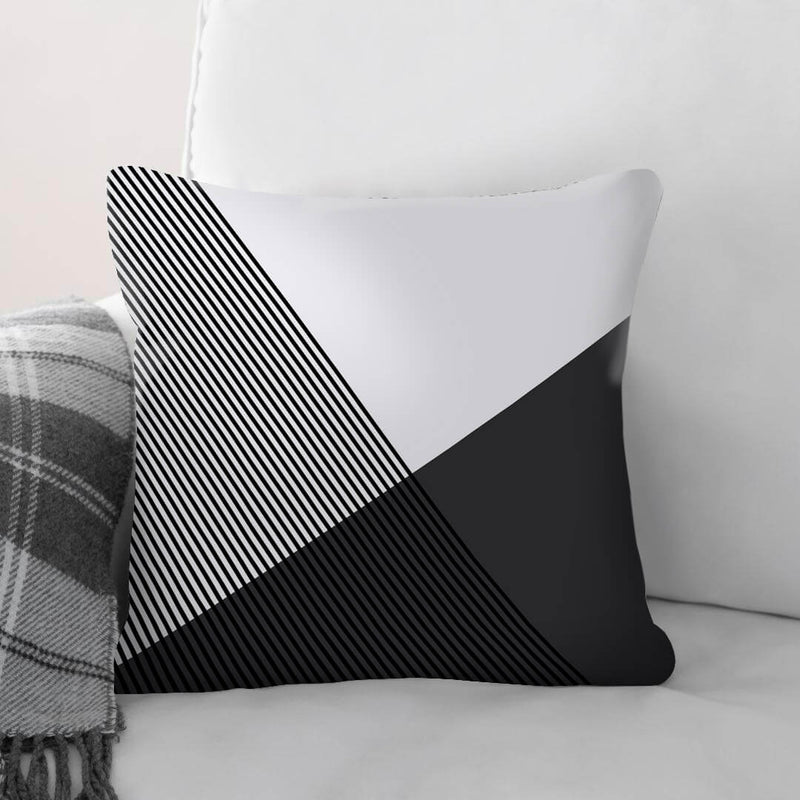 Black and White Triangles Cushion