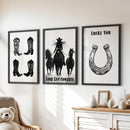 Western Cowgirl Wall Art Set of 3. Rustic Ranch Decor by Wall Art Set