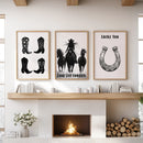Western Cowgirl Wall Art Set of 3. Rustic Ranch Decor by Wall Art Set