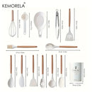 Black and wood silicone kitchen utensil set – kitchen storage box by Decorbites