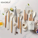 Black and wood silicone kitchen utensil set – kitchen storage box by Decorbites