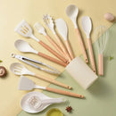 Black and wood silicone kitchen utensil set – kitchen storage box by Decorbites