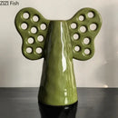 GobekUsa Elephant Ceramic Vase with Artificial Flowers for Home Decor