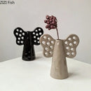 GobekUsa Elephant Ceramic Vase with Artificial Flowers for Home Decor