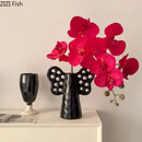 GobekUsa Elephant Ceramic Vase with Artificial Flowers for Home Decor