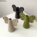 GobekUsa Elephant Ceramic Vase with Artificial Flowers for Home Decor