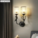 GobekUsa Nordic Crystal Prism Wall Sconce with Antler Design - Cylinder Wall Mount Light