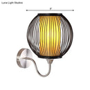 GobekUsa Black Asian Style Bamboo Wall Lamp with Gooseneck Arm - 1-Light Sconce Lighting for Bedside