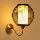 GobekUsa Black Asian Style Bamboo Wall Lamp with Gooseneck Arm - 1-Light Sconce Lighting for Bedside