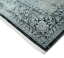 Black Beige Silver Vintage Art Silk Living Room Rug Oriental Medallion Antique Finish by The Rug Decor