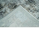 Black, Beige and Silver Antique Finish, Vintage look, Art Silk Area Rug, Living Room Rug