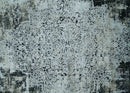 Black, Beige and Silver Antique Finish, Vintage look, Art Silk Area Rug, Living Room Rug