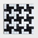 Black, Bianco Dolomiti Multi Finish Zig-zag Marble Mosaics 12x12