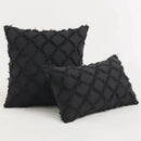 Black boho lumbar pillow cover bedroom textured woven decor by Decorbites