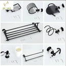 GobekUsa Black Brass & Crystal Bathroom Accessories Set - Towel Rack, Towel Bar, Paper Holder, Soap Dish, Cup Holder, Toilet JM251