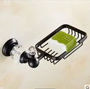 GobekUsa Black Brass & Crystal Bathroom Accessories Set - Towel Rack, Towel Bar, Paper Holder, Soap Dish, Cup Holder, Toilet JM251