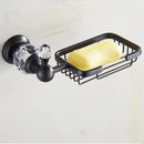 GobekUsa Black Brass & Crystal Bathroom Accessories Set - Towel Rack, Towel Bar, Paper Holder, Soap Dish, Cup Holder, Toilet JM251