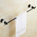 GobekUsa Black Brass & Crystal Bathroom Accessories Set - Towel Rack, Towel Bar, Paper Holder, Soap Dish, Cup Holder, Toilet JM251