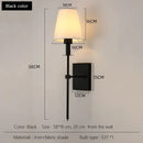 GobekUsa Black Brass Fabric Shade LED Wall Sconce for Bedroom & Mirror Decor