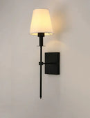 GobekUsa Black Brass Fabric Shade LED Wall Sconce for Bedroom & Mirror Decor