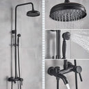 GobekUsa Black Bronze Bathroom Shower Set with 8" Rainfall Head - Wall Mounted