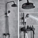 GobekUsa Black Bronze Bathroom Shower Set with 8" Rainfall Head - Wall Mounted