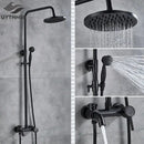 GobekUsa Black Bronze Bathroom Shower Set with 8" Rainfall Head - Wall Mounted