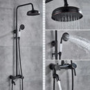GobekUsa Black Bronze Bathroom Shower Set with 8" Rainfall Head - Wall Mounted