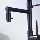 GobekUsa Black Bronze Dual Spout Kitchen Faucet with Pull Down Sprayer