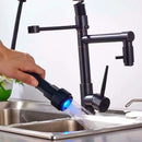 GobekUsa Black Bronze Dual Spout Kitchen Faucet with Pull Down Sprayer
